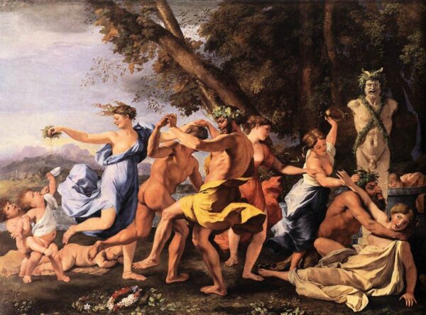 Bacchanal before a Statue of Pan by Nicolas Poussin, hand-painted oil painting reproduction