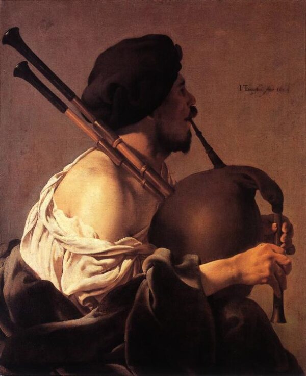 Bagpipe Player by Hendrick ter Brugghen, hand-painted oil painting reproduction