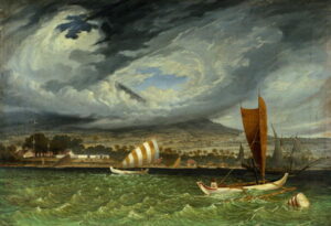 Fort Utrecht Java coast in Strait of Bali by Thomas Baines, hand-painted oil painting reproduction