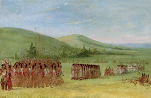 Ball play Dance, Choctaw by George Catlin, hand-painted oil painting reproduction