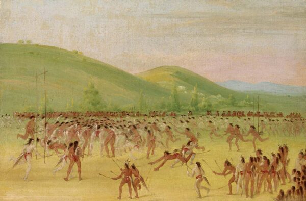 Ball play of the Choctaw Ball Down by George Catlin, hand-painted oil painting reproduction