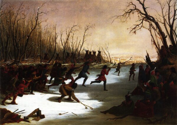 Ballplay of the Sioux on the St. Peters River in Winter by Seth Eastman, hand-painted oil painting reproduction