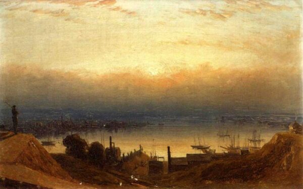 The Basin of the Patapsco from Federal Hill, Baltimore by Sanford Robinson Gifford, hand-painted oil painting reproduction