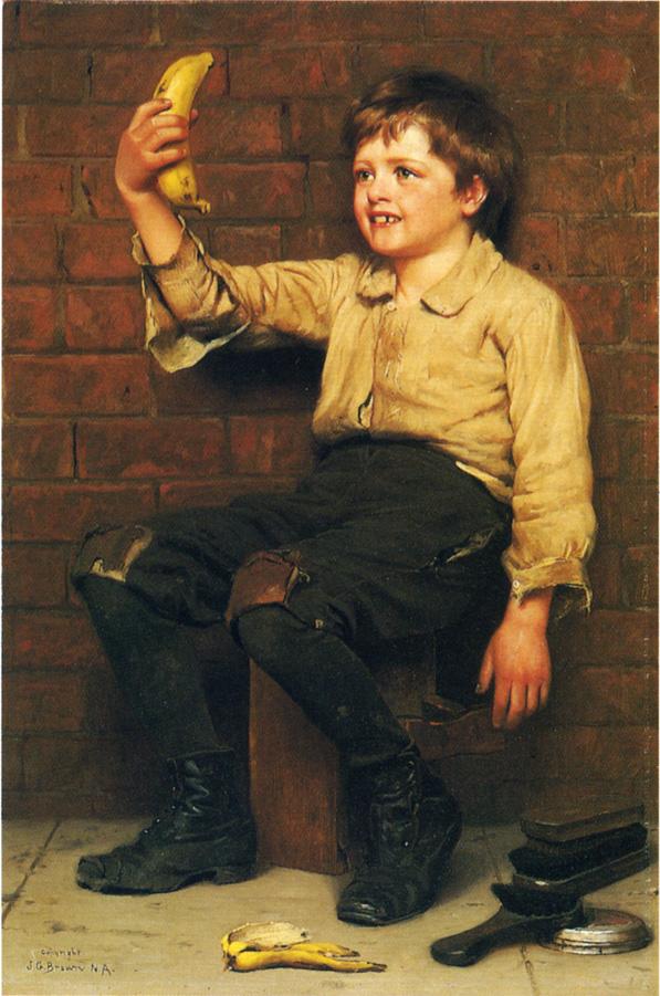 Banana Boy by John G Brown, hand-painted oil reproduction