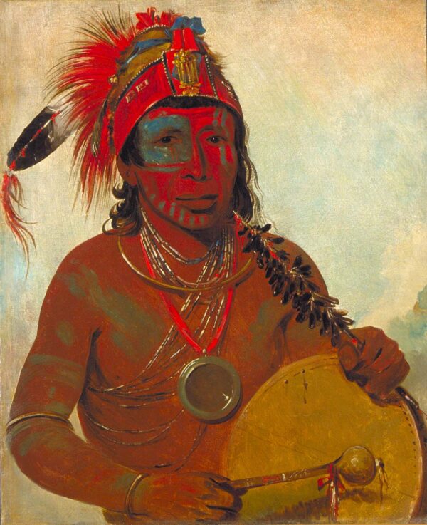 Toh to wah kon da pee, Blue Medicine, a Medicine Man of the Ting ta to ah Band by George Catlin, hand-painted oil painting reproduction