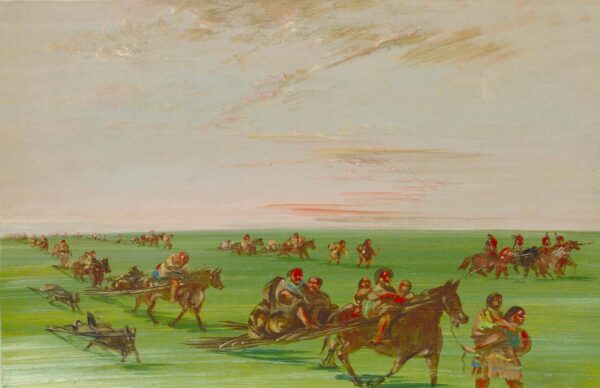 Band of Sioux Moving Camp by George Catlin, hand-painted oil painting reproduction