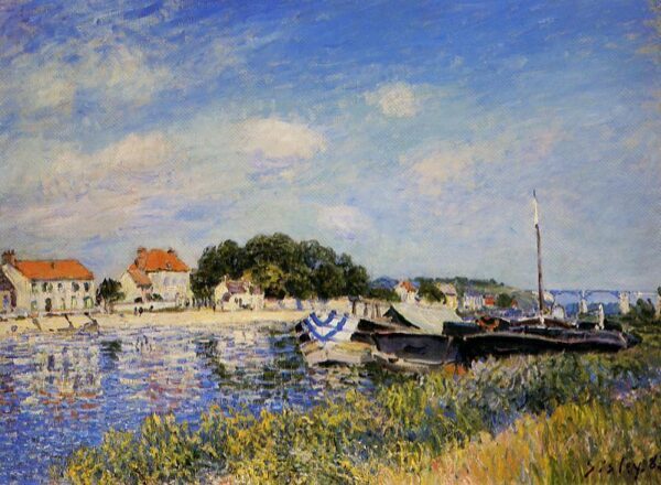 Banks of the Loing at Saint-Mammes by Alfred Sisley, hand-painted oil painting reproduction