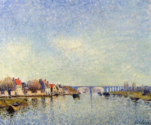 Banks of the Loing at Saint-Mammes II by Alfred Sisley, hand-painted oil painting reproduction