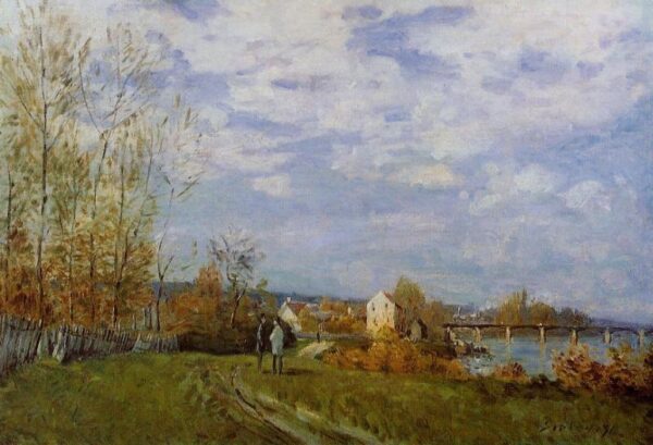 Banks of the Seine at Bougival by Alfred Sisley, hand-painted oil painting reproduction