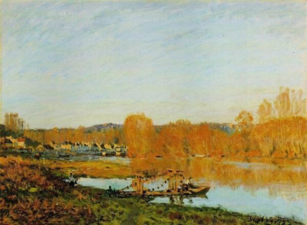 Autumn – Banks of the Seine near Bougival by Alfred Sisley, hand-painted oil painting reproduction