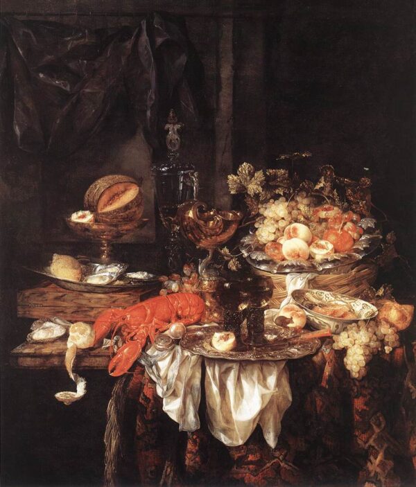 Banquet Still-Life with a Mouse by Abraham van Beyeren, hand-painted oil painting reproduction