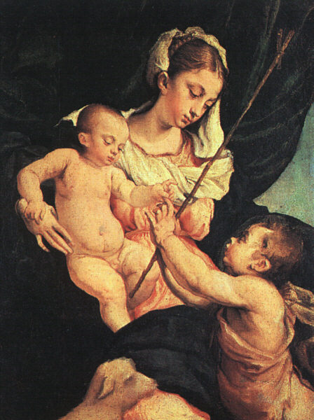Madonna And Child With Saint John The Baptist by Jacopo Bassano, hand-painted oil reproduction