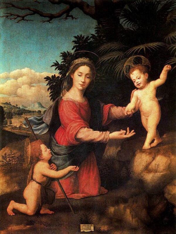 Virgin and Child with the Infant St John the Baptist by Guiliano Bugiardini, hand-painted oil painting reproduction