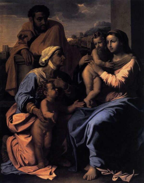 The Holy Family with St. Elizabeth and John the Baptist by Nicolas Poussin, hand-painted oil painting reproduction