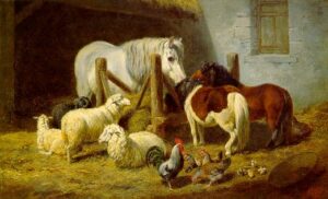Barnyard by Arthur Fitzwilliam Tait, hand-painted oil painting reproduction