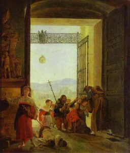 Pilgrims at the Entrance of the Lateran Basilica by Karl Briullov, hand-painted oil painting reproduction