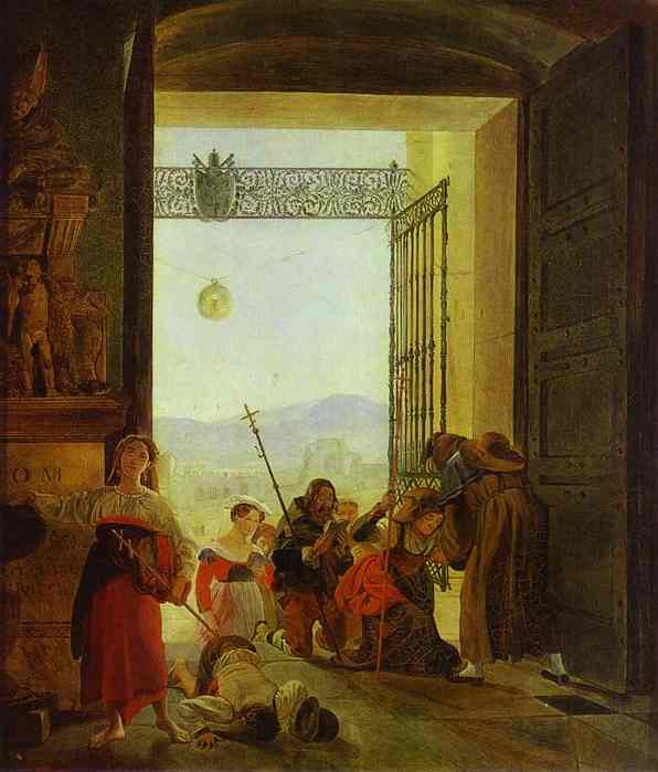 Pilgrims at the Entrance of the Lateran Basilica by Karl Briullov, hand-painted oil reproduction