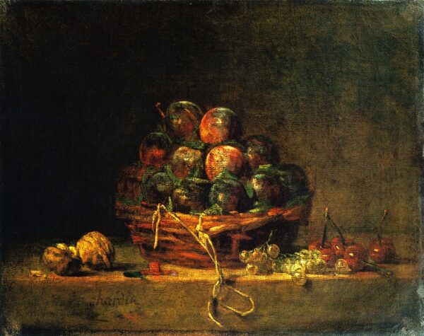 Basket of Plums with Walnuts Currants and Cherries by Jean-Baptiste-Siméon Chardin, hand-painted oil painting reproduction