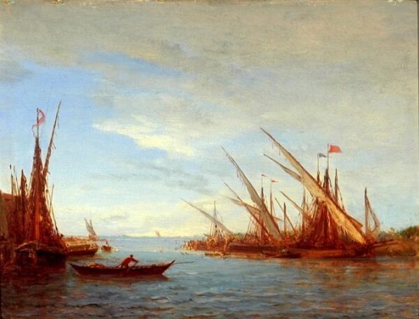 Bateaux sur le Bosphore by Félix Ziem, hand-painted oil painting reproduction
