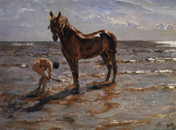 Bathing Horses by Valentin Alexandrovich Serov, hand-painted oil painting reproduction
