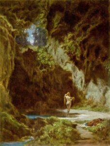 Bathing Nymph by Carl Spitzweg, hand-painted oil painting reproduction