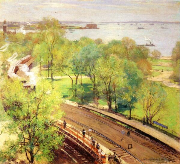 Battery Park – Spring by Willard Metcalf, hand-painted oil painting reproduction