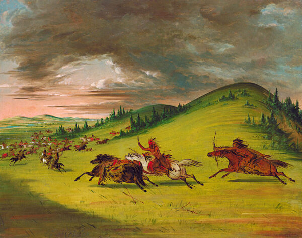 Battle Between Sioux and Sac and Fox by George Catlin, hand-painted oil painting reproduction