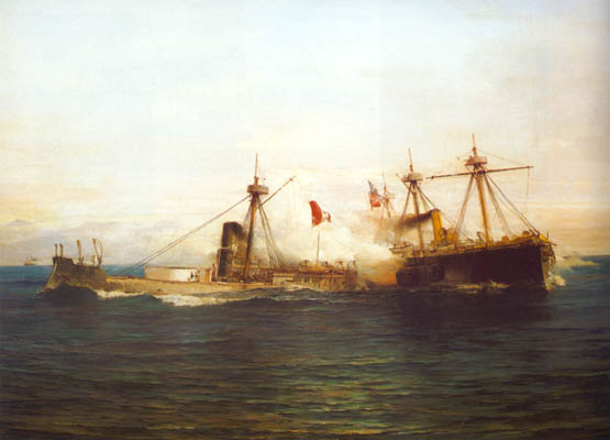 Battle of Angamos by Thomas Jacques Somerscales, hand-painted oil reproduction