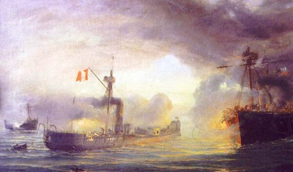 Battle of Angamos II by Thomas Jacques Somerscales, hand-painted oil reproduction