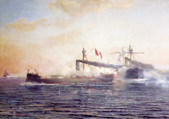 Battle of Angamos III by Thomas Jacques Somerscales, hand-painted oil reproduction