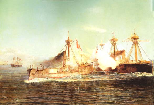 Battle of Angamos IV by Thomas Jacques Somerscales, hand-painted oil reproduction