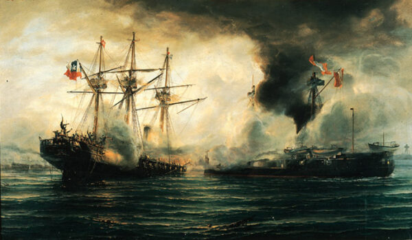 Battle of Iquique II by Thomas Jacques Somerscales, hand-painted oil reproduction