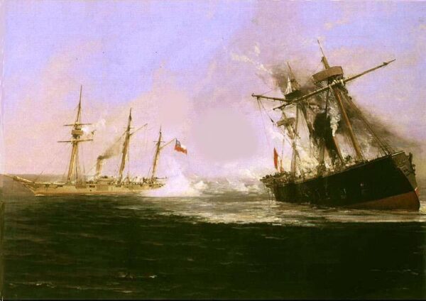 Battle of Punta Gruesa by Thomas Jacques Somerscales, hand-painted oil painting reproduction