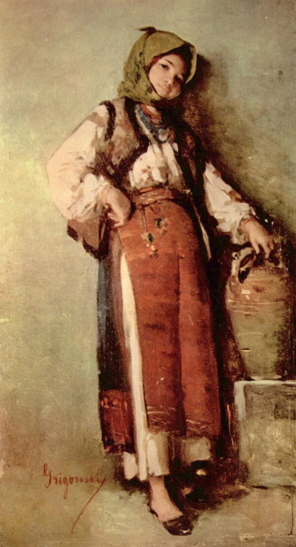 Bauerin mit Krug by Nicolae Grigorescu, hand-painted oil painting reproduction
