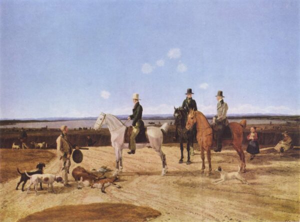 Hunters on Horseback in Upper Bavaria by Wilhelm von Kobell, hand-painted oil painting reproduction