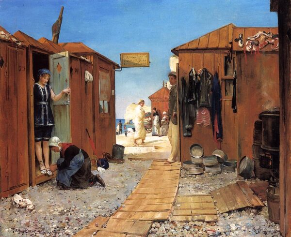 Beach at Etretat by Henry Bacon, hand-painted oil painting reproduction