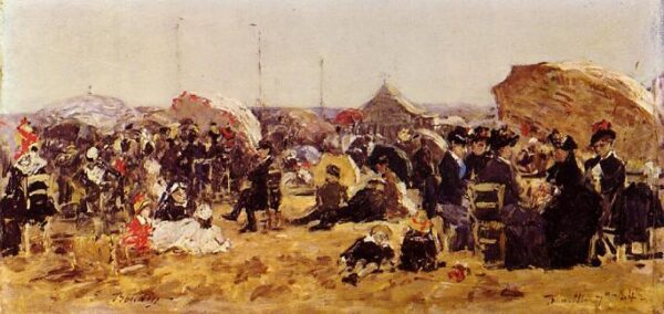 Beach at Trouville by Eugène Louis Boudin, hand-painted oil painting reproduction