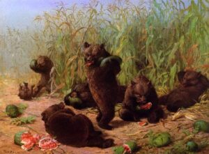 Bears in the Watermelon Patch by William Holbrook Beard, hand-painted oil painting reproduction
