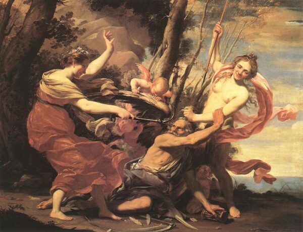 Father Time Overcome by Love, Hope and Beauty by Simon Vouet, hand-painted oil painting reproduction