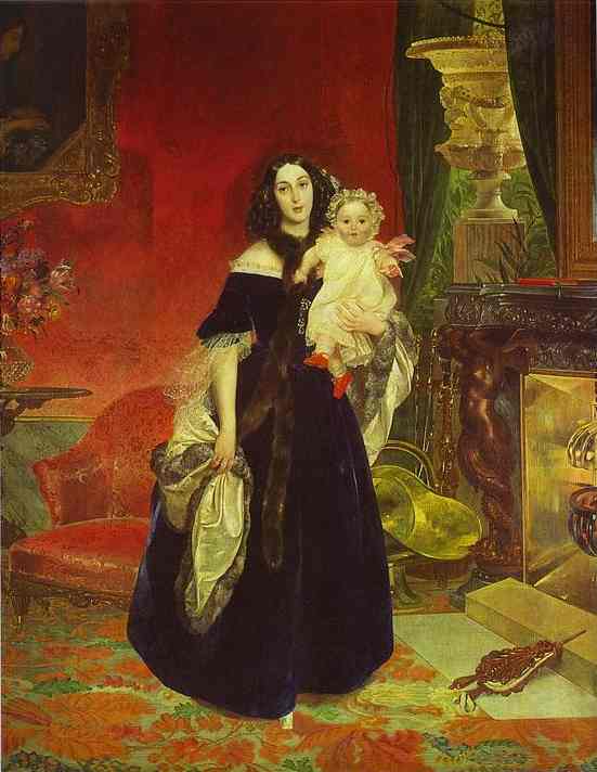 Portrait of Beck and Her Daughter Beck by Karl Briullov, hand-painted oil reproduction