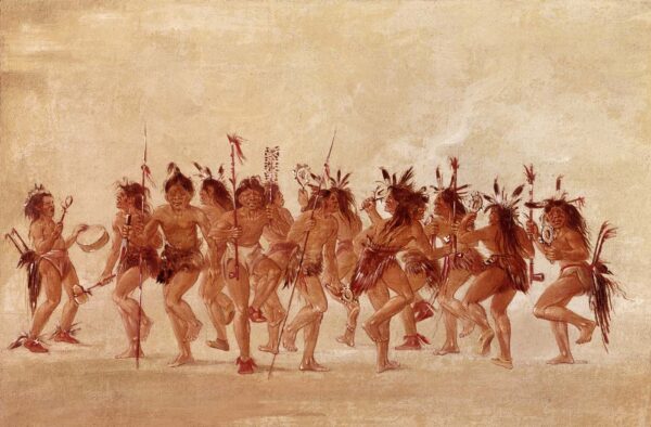 Beggar’s Dance, Mouth of Teton River by George Catlin, hand-painted oil painting reproduction