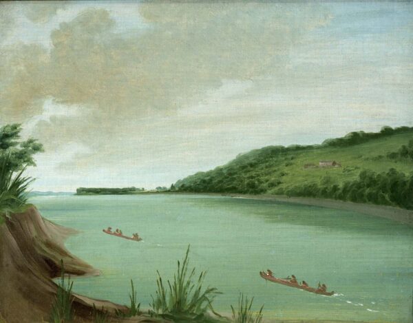 Belle Vue, Indian Agency of Major Dougherty, 870 Miles above St. Louis by George Catlin, hand-painted oil painting reproduction