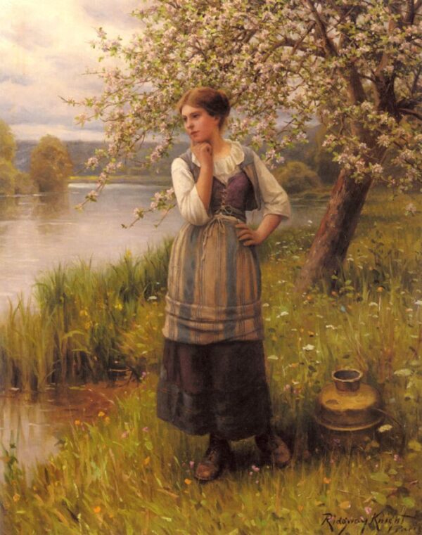 Beneath The Apple Tree by Daniel Ridgway Knight, hand-painted oil painting reproduction