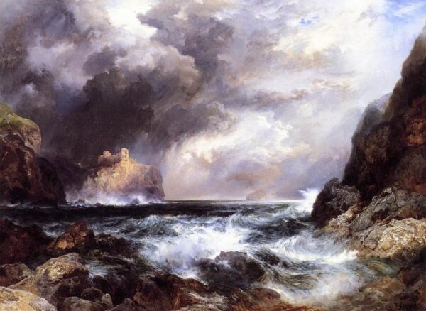 Tantallon Castle North Berwick Scotland by Thomas Moran, hand-painted oil painting reproduction