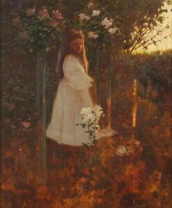 Betty in the Garden by Benjamin Haughton, hand-painted oil painting reproduction