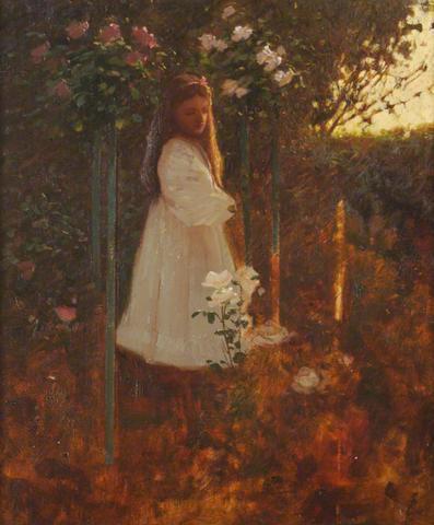 Betty in the Garden by Benjamin Haughton, hand-painted oil reproduction
