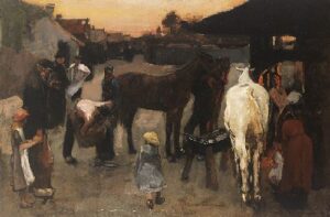 Bij de hoefsmid by George Hendrik Breitner, hand-painted oil painting reproduction
