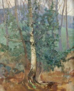 Birch Tree in a Field by Benjamin Haughton, hand-painted oil painting reproduction