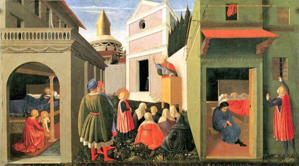 Birth of St. Nicolas, Calling and Giving of Alms by Fra Angelico, hand-painted oil painting reproduction