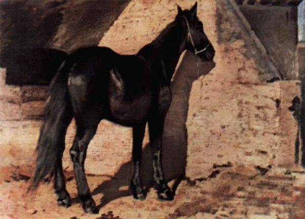 Black Horse in the Sun by Giovanni Fattori, hand-painted oil painting reproduction